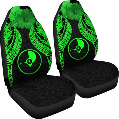 Yap Polynesian Car Seat Covers Pride Seal And Hibiscus Green -