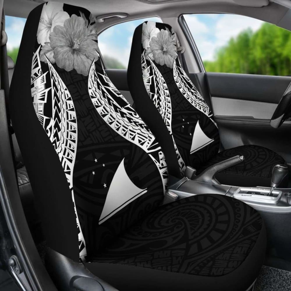 Tokelau Polynesian Car Seat Covers Pride Seal And Hibiscus Black -