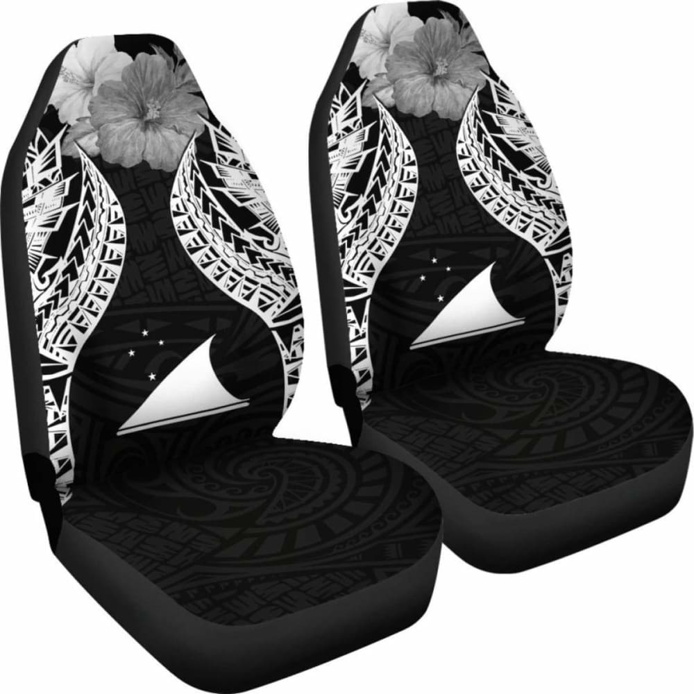 Tokelau Polynesian Car Seat Covers Pride Seal And Hibiscus Black -