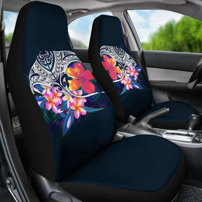 Polynesian Car Seat Covers - Manta Ray And Hibiscus -