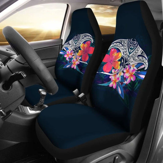 Polynesian Car Seat Covers - Manta Ray And Hibiscus -