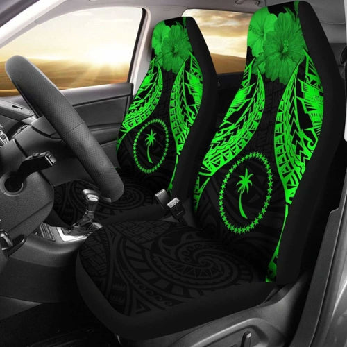 Chuuk Polynesian Car Seat Covers Pride Seal And Hibiscus Green -
