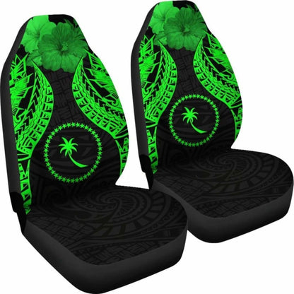 Chuuk Polynesian Car Seat Covers Pride Seal And Hibiscus Green -