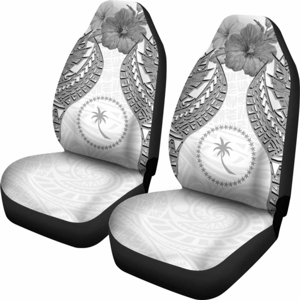 Chuuk Polynesian Car Seat Covers Pride Seal And Hibiscus White -