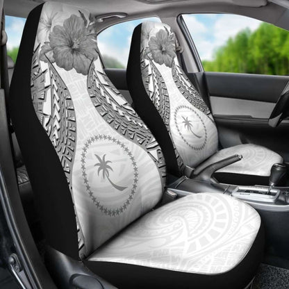 Chuuk Polynesian Car Seat Covers Pride Seal And Hibiscus White -