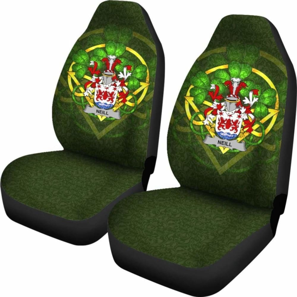 Neill Or O'Neill \bIreland Car Seat Cover Celtic Shamrock ( Set Of Two)