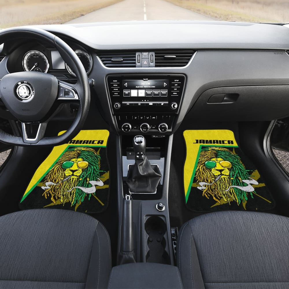 Car Floor Mats Green Reggae Rasta Red Lion Jamaica