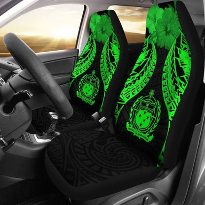 Samoa Polynesian Car Seat Covers Pride Seal And Hibiscus Green -