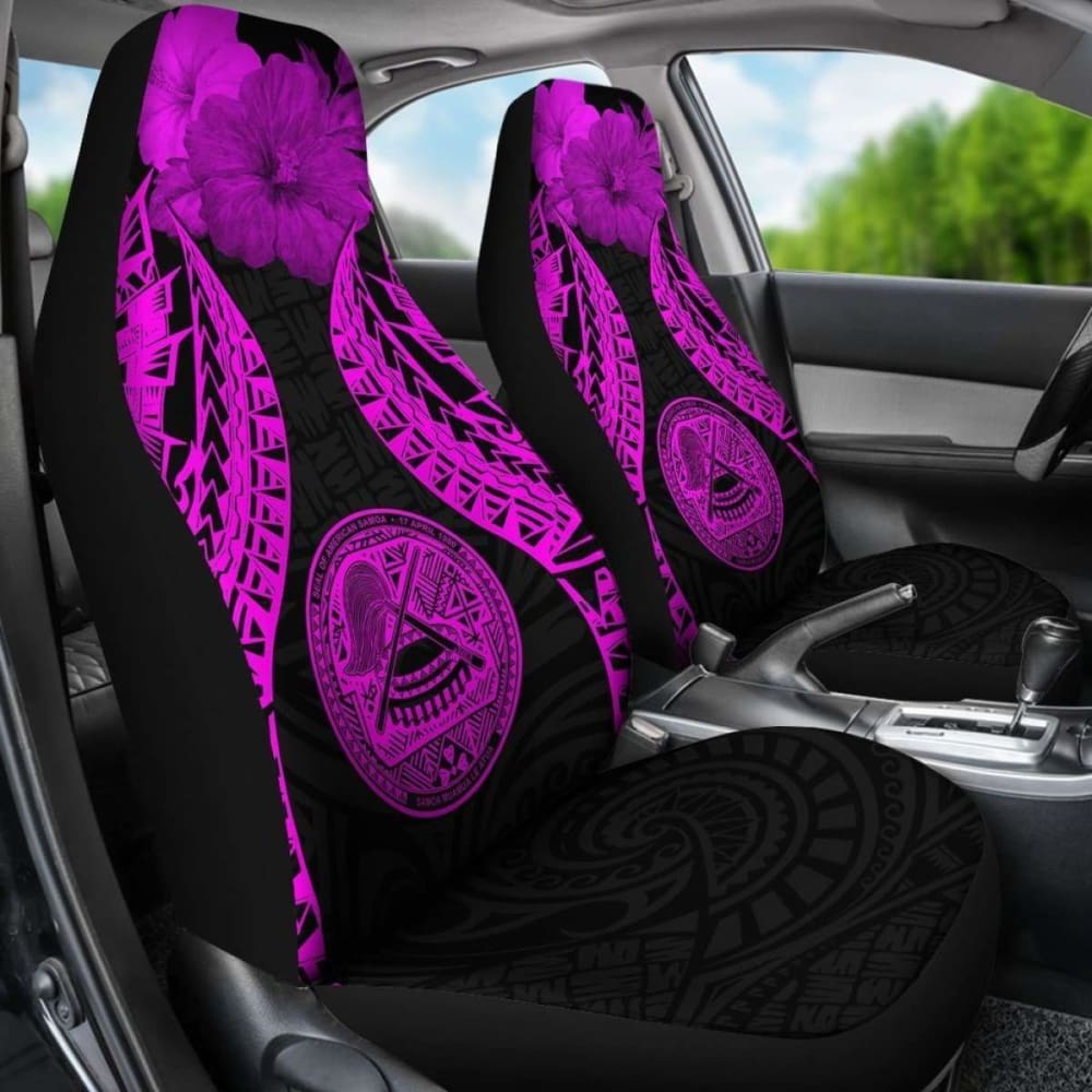 American Samoa Polynesian Car Seat Covers Pride Seal And Hibiscus Pink -