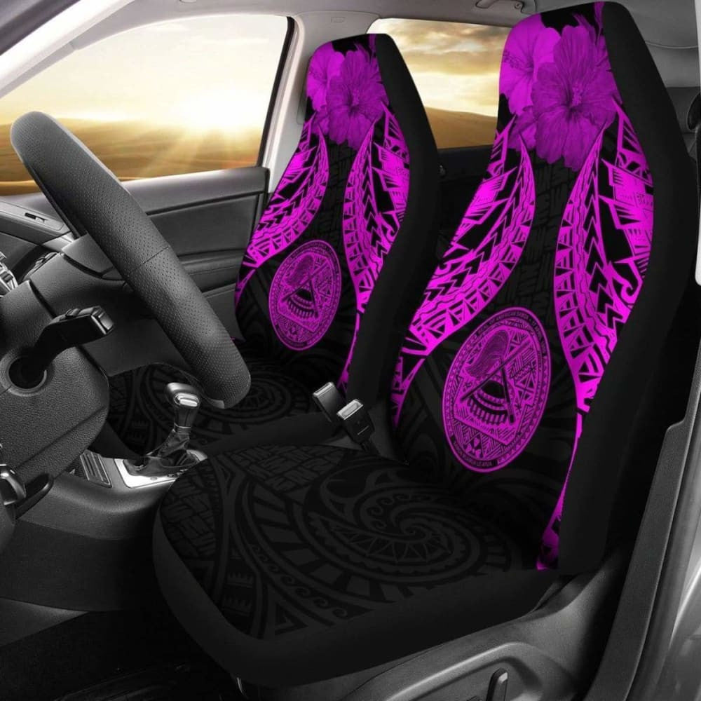 American Samoa Polynesian Car Seat Covers Pride Seal And Hibiscus Pink -
