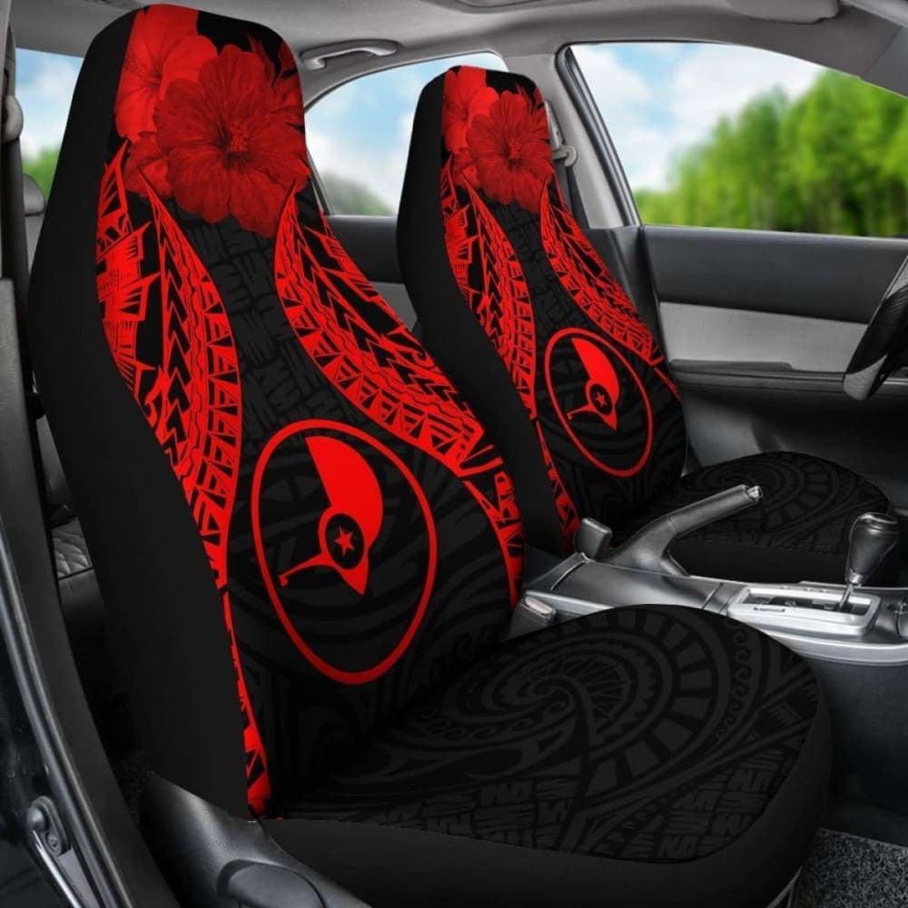 Yap Polynesian Car Seat Covers Pride Seal And Hibiscus Red -