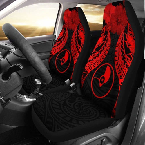 Yap Polynesian Car Seat Covers Pride Seal And Hibiscus Red -