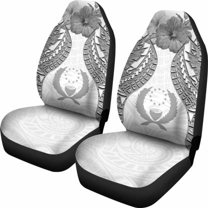 Pohnpei Polynesian Car Seat Covers Pride Seal And Hibiscus White -