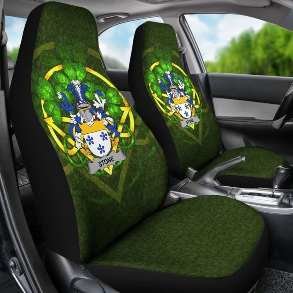 Stone \bIreland Car Seat Cover Celtic Shamrock ( Set Of Two)