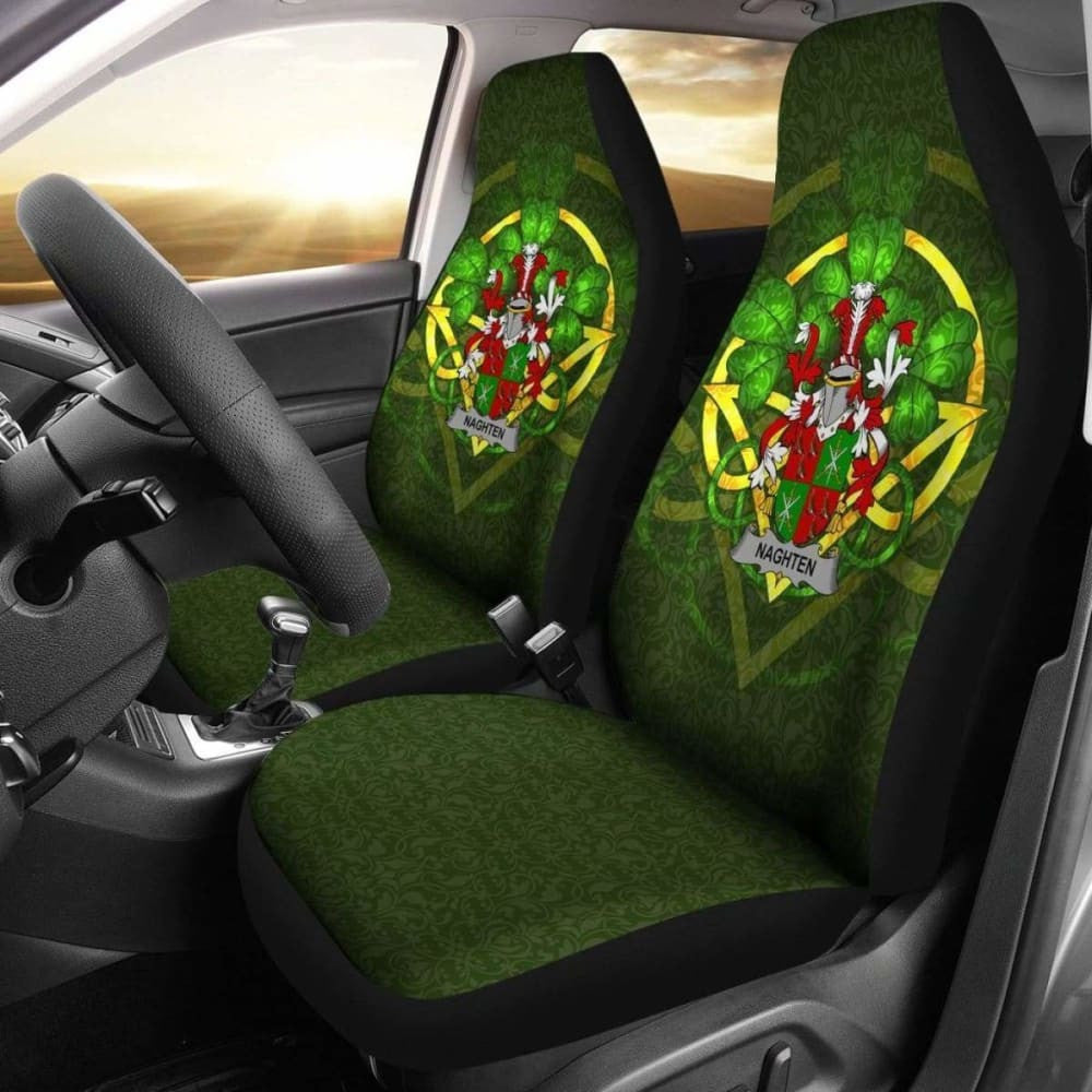 Naghten Or O'Naghten \bIreland Car Seat Cover Celtic Shamrock ( Set Of Two)
