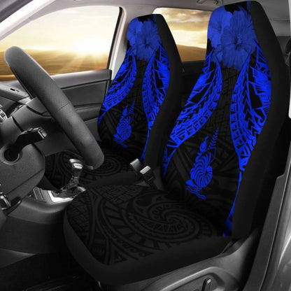 New Caledonia Polynesian Car Seat Covers Pride Seal And Hibiscus Blue -
