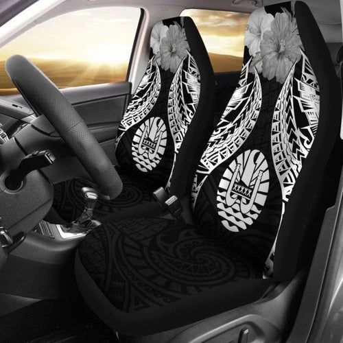 Tahiti Polynesian Car Seat Covers Pride Seal And Hibiscus Black -