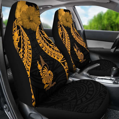 New Caledonia Polynesian Car Seat Covers Pride Seal And Hibiscus Gold -