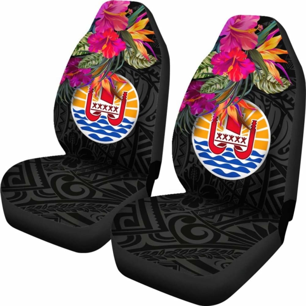 Tahiti Car Seat Covers - Polynesian Hibiscus Pattern -