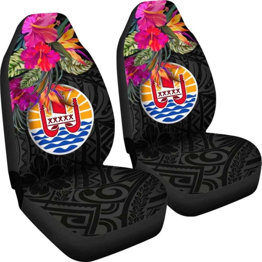 Tahiti Car Seat Covers - Polynesian Hibiscus Pattern -
