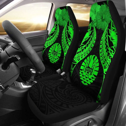 Tahiti Polynesian Car Seat Covers Pride Seal And Hibiscus Green -