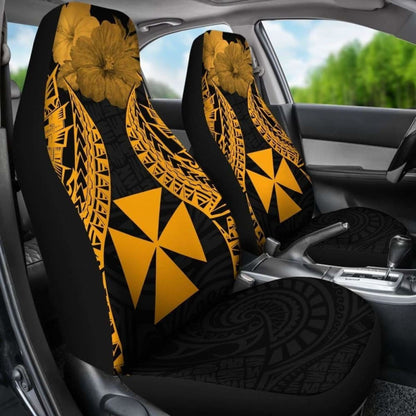 Wallis And Futuna Polynesian Car Seat Covers Pride Seal And Hibiscus Gold -