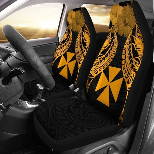 Wallis And Futuna Polynesian Car Seat Covers Pride Seal And Hibiscus Gold -