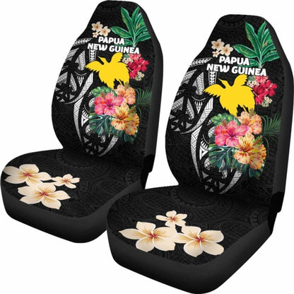 Papua New Guinea Car Seat Covers Coat Of Arms Polynesian With Hibiscus
