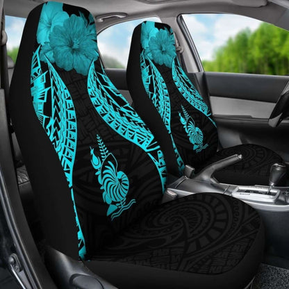 New Caledonia Polynesian Car Seat Covers Pride Seal And Hibiscus Neon Blue -