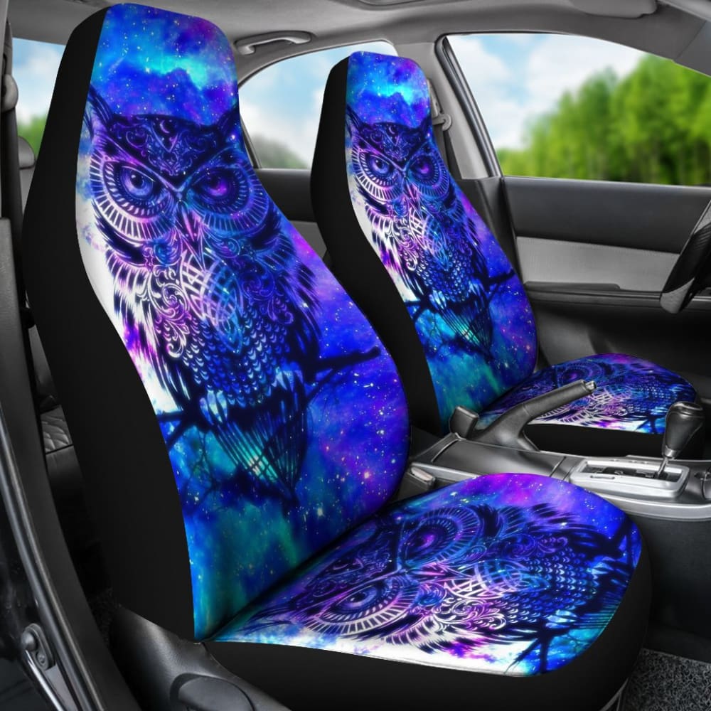Owl Blue Background Art Design Car Seat Covers Animals Fantasy