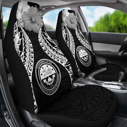 Federated States Of Micronesia Polynesian Car Seat Covers Pride Seal And Hibiscus Black -