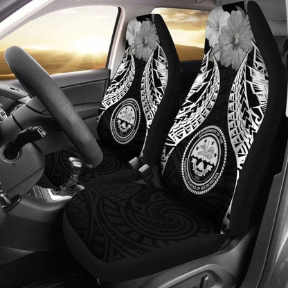 Federated States Of Micronesia Polynesian Car Seat Covers Pride Seal And Hibiscus Black -