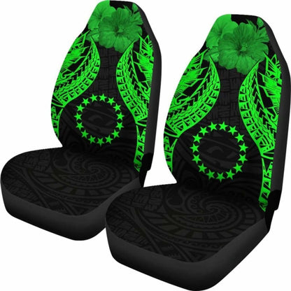 Cook Islands Polynesian Car Seat Covers Pride Seal And Hibiscus Green -
