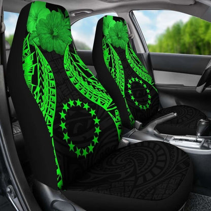 Cook Islands Polynesian Car Seat Covers Pride Seal And Hibiscus Green -
