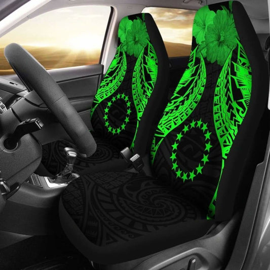 Cook Islands Polynesian Car Seat Covers Pride Seal And Hibiscus Green -