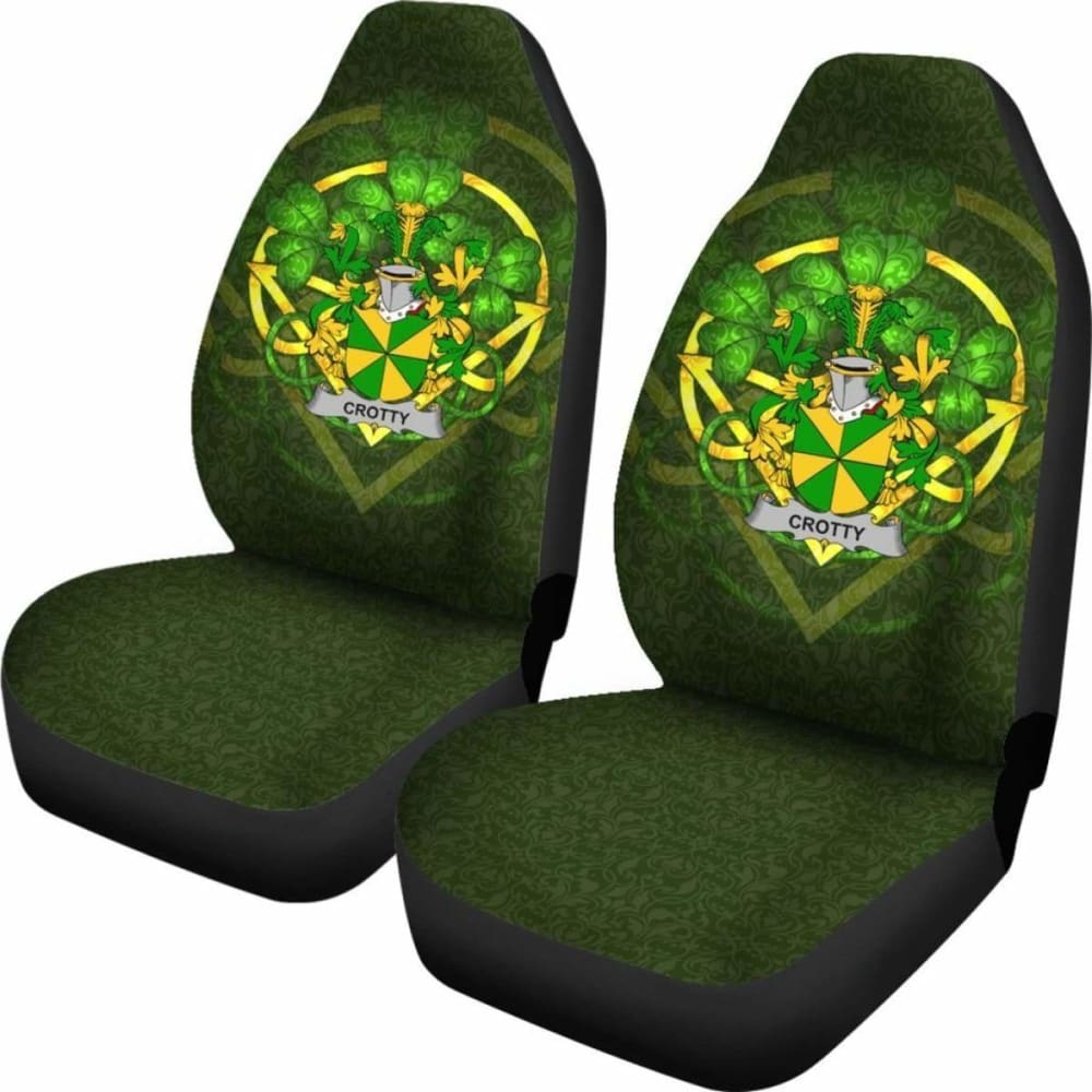 Crotty Or O'Crotty \bIreland Car Seat Cover Celtic Shamrock ( Set Of Two)