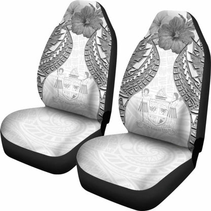 Fiji Polynesian Car Seat Covers Pride Seal And Hibiscus White -