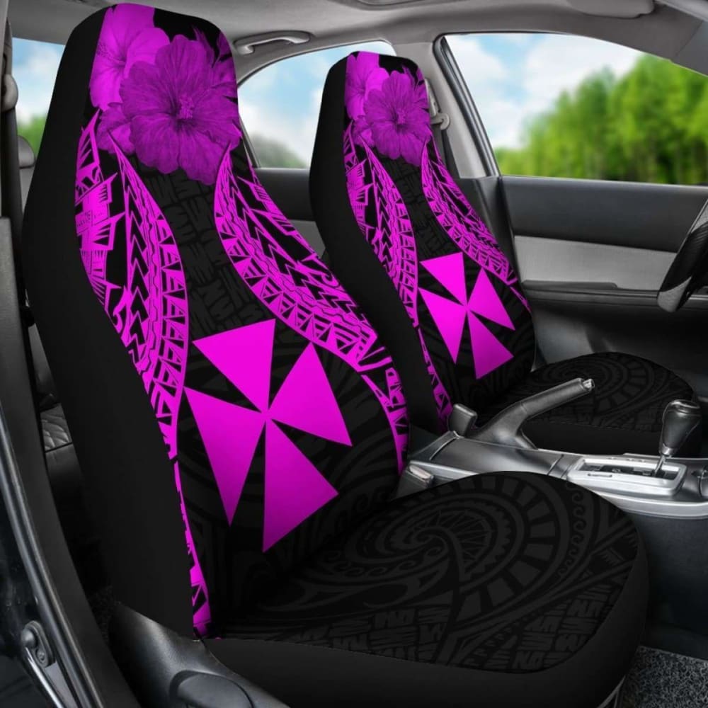 Wallis And Futuna Polynesian Car Seat Covers Pride Seal And Hibiscus Pink -