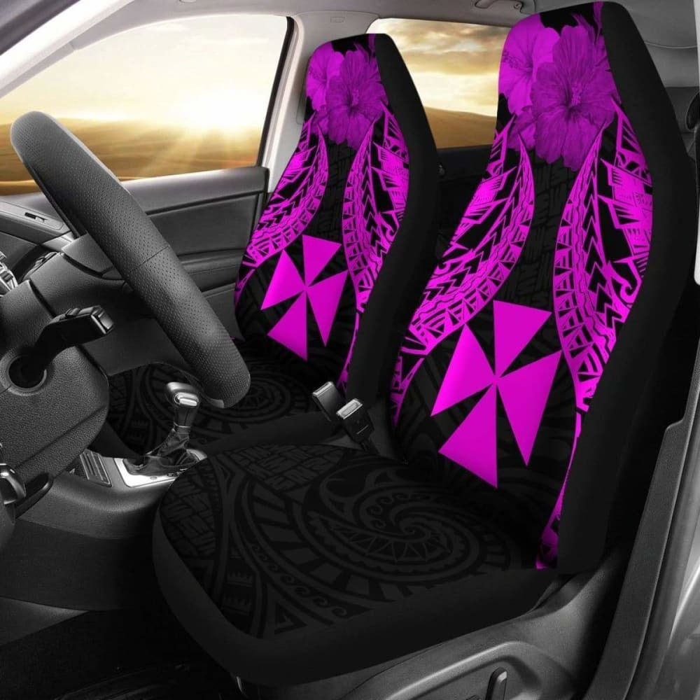Wallis And Futuna Polynesian Car Seat Covers Pride Seal And Hibiscus Pink -
