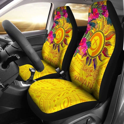 Vanuatu Car Seat Covers - Vanuatu Symbols With Hibiscus -