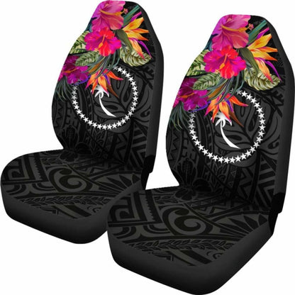 Chuuk Car Seat Covers - Polynesian Hibiscus Pattern -