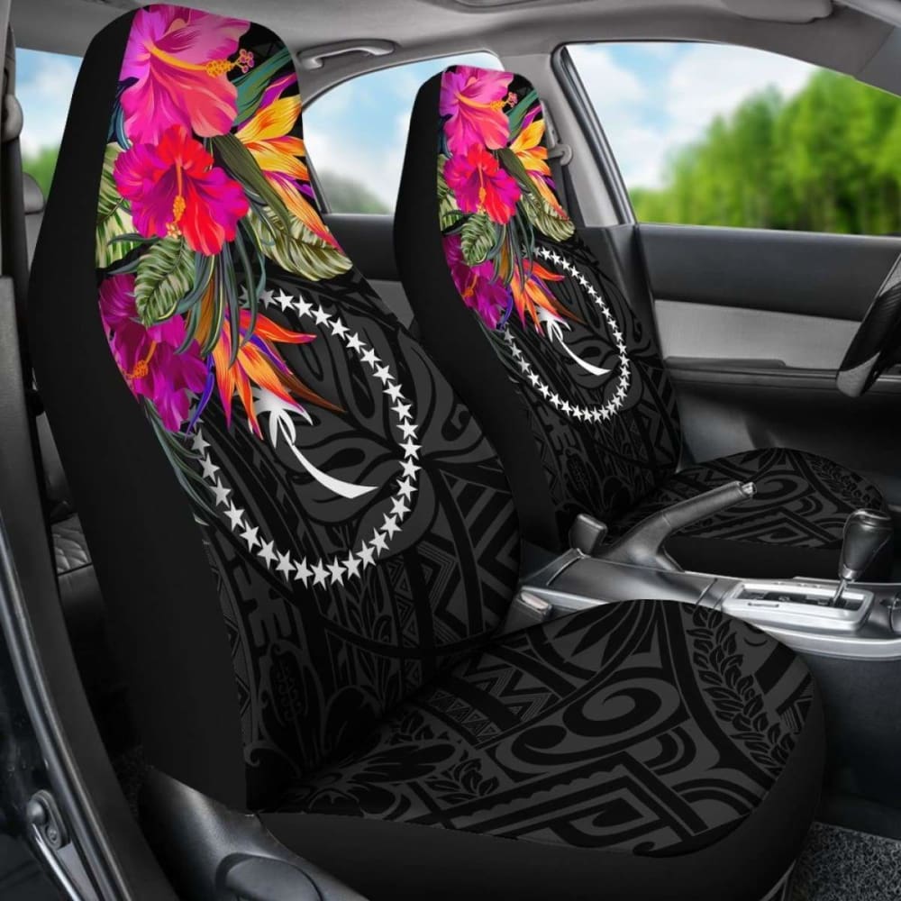 Chuuk Car Seat Covers - Polynesian Hibiscus Pattern -