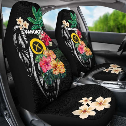 Vanuatu Car Seat Covers Coat Of Arms Polynesian With Hibiscus-