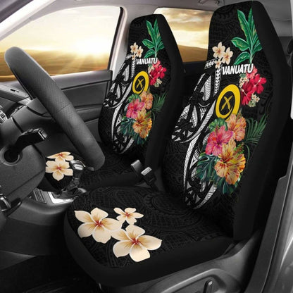 Vanuatu Car Seat Covers Coat Of Arms Polynesian With Hibiscus-