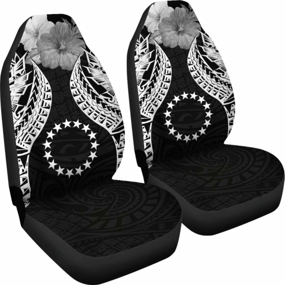 Cook Islands Polynesian Car Seat Covers Pride Seal And Hibiscus Black -