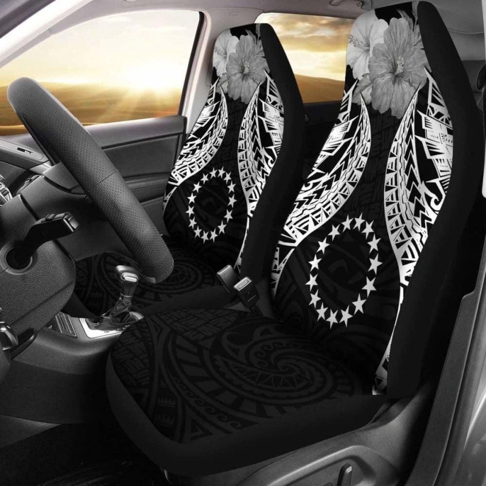 Cook Islands Polynesian Car Seat Covers Pride Seal And Hibiscus Black -