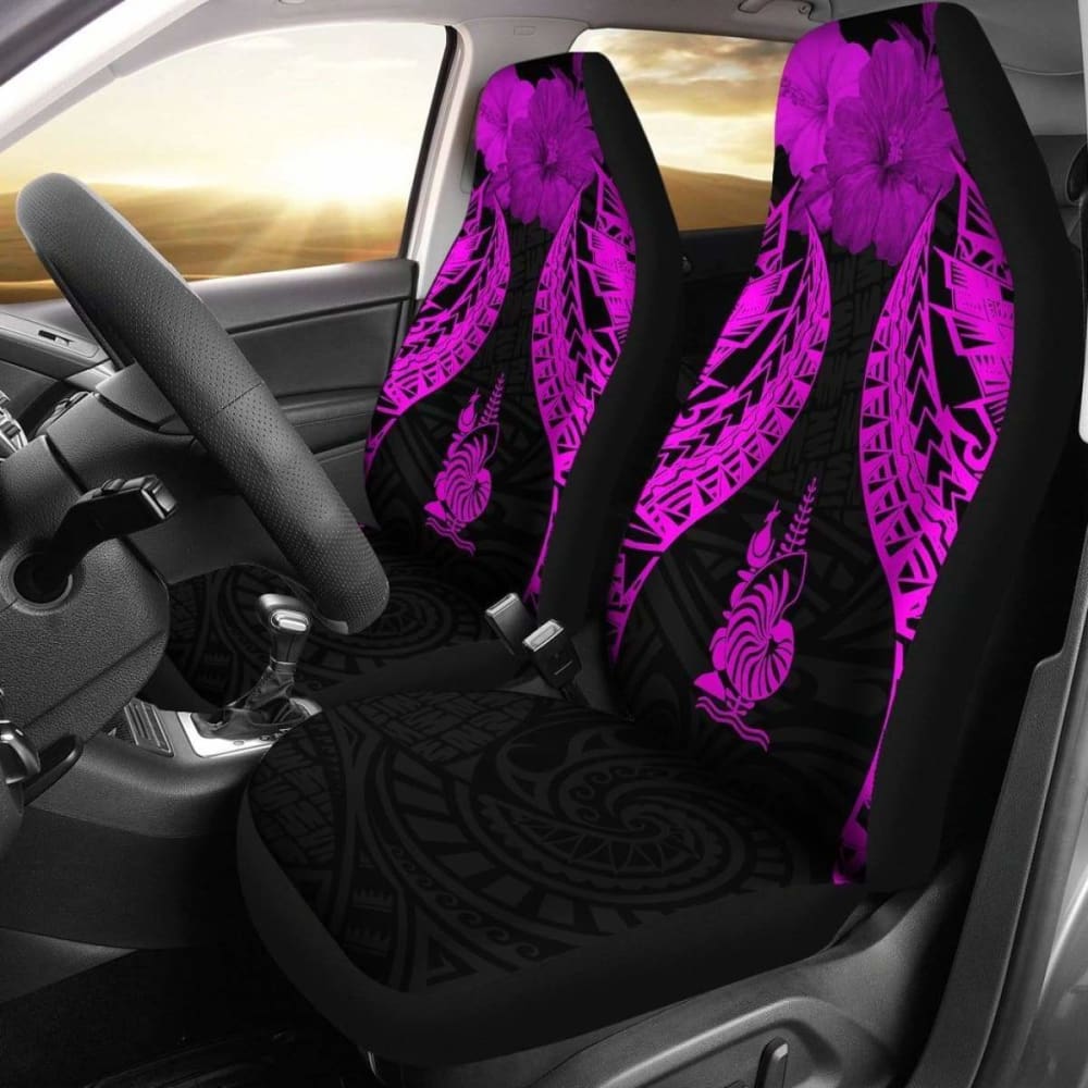 New Caledonia Polynesian Car Seat Covers Pride Seal And Hibiscus Pink -