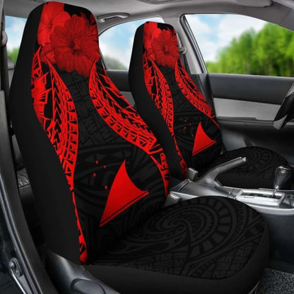 Tokelau Polynesian Car Seat Covers Pride Seal And Hibiscus Red -