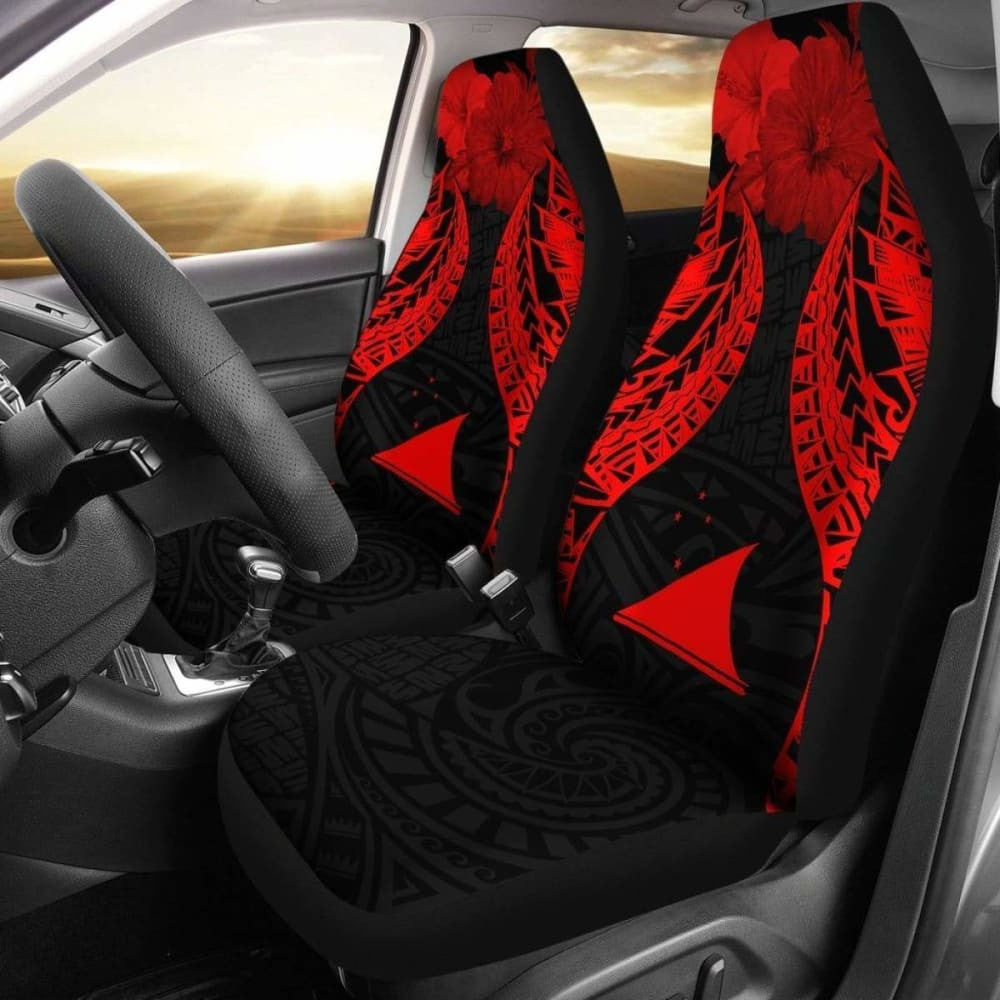 Tokelau Polynesian Car Seat Covers Pride Seal And Hibiscus Red -