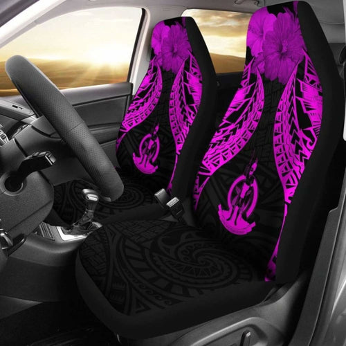 Vanuatu Polynesian Car Seat Covers Pride Seal And Hibiscus Pink -